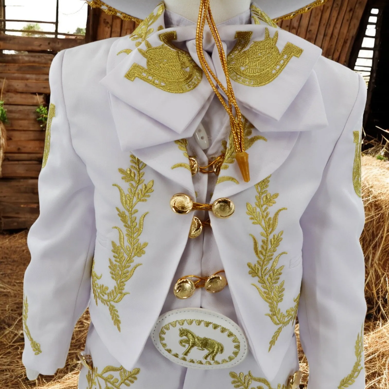 Charro Baptism (7-Piece) (White/Horse/Gold)