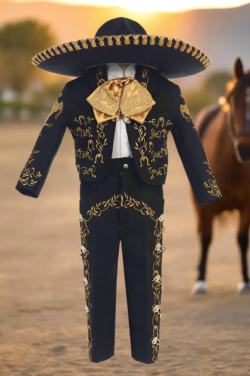 Charro Suit (6-Piece) Black/Gold