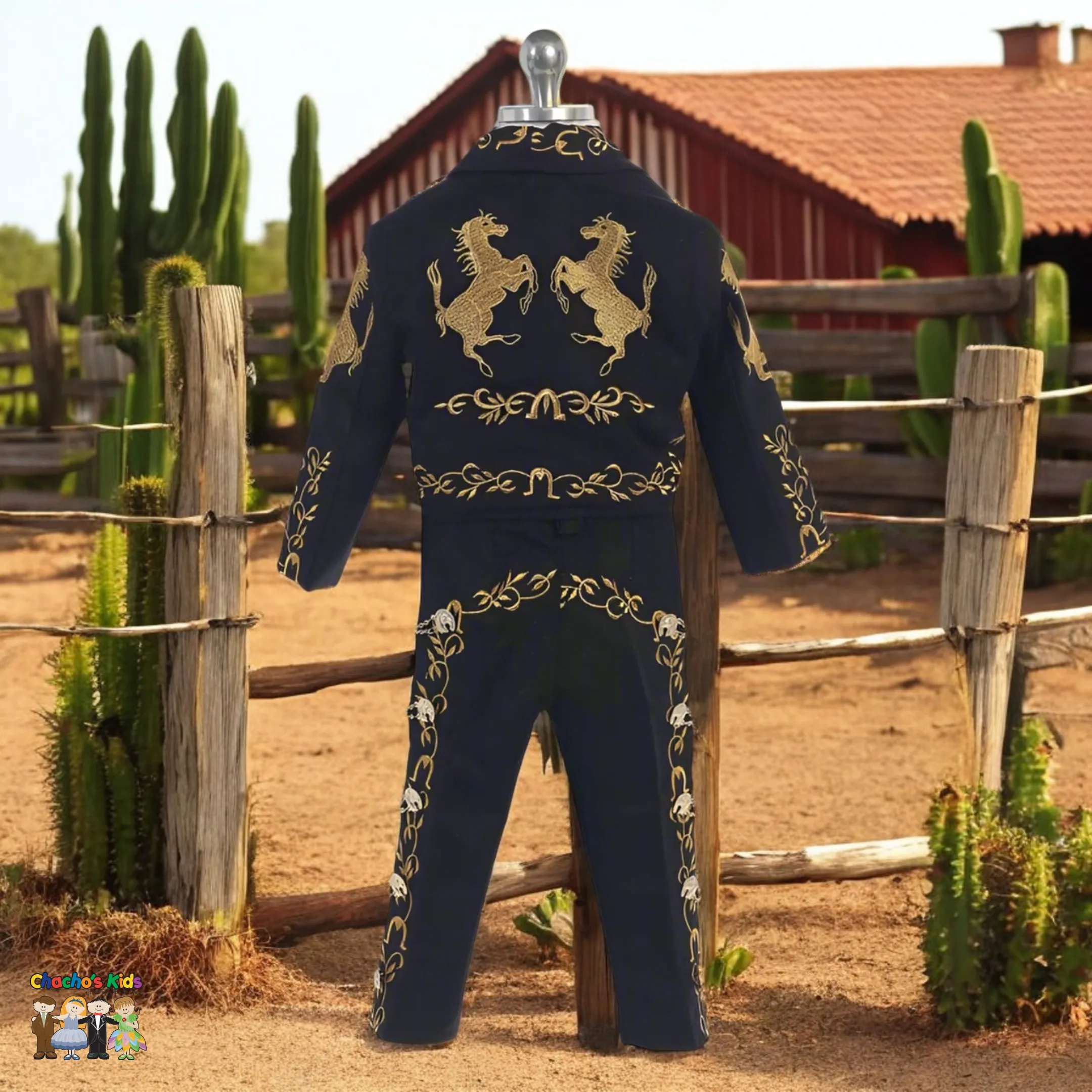 Charro Suit (6-Piece) Black/Gold