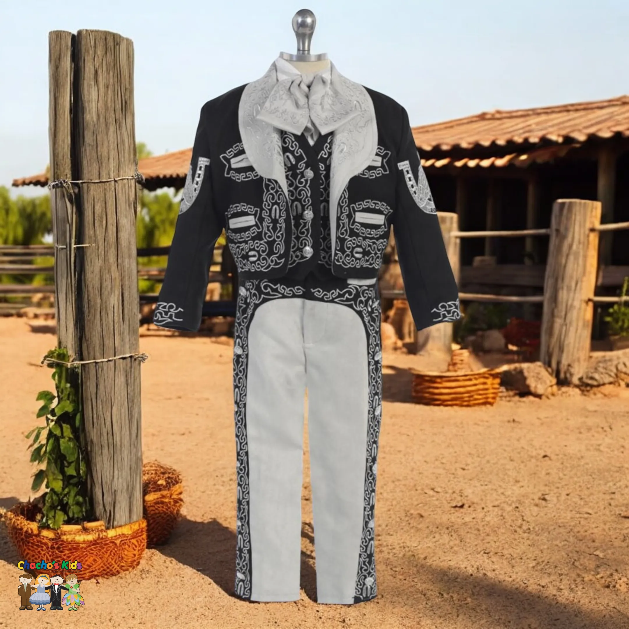 Charro Suit (6-Piece) Black/Gray