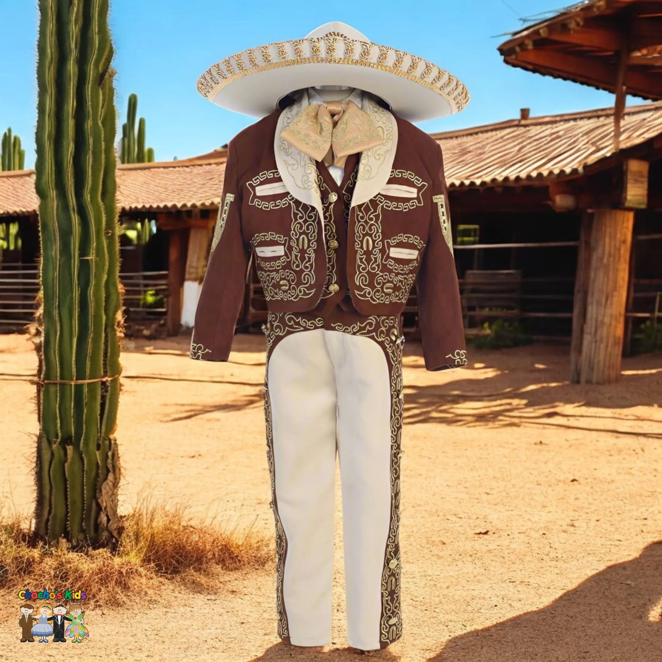 Charro Suit (6-Piece) Brown/Ivory