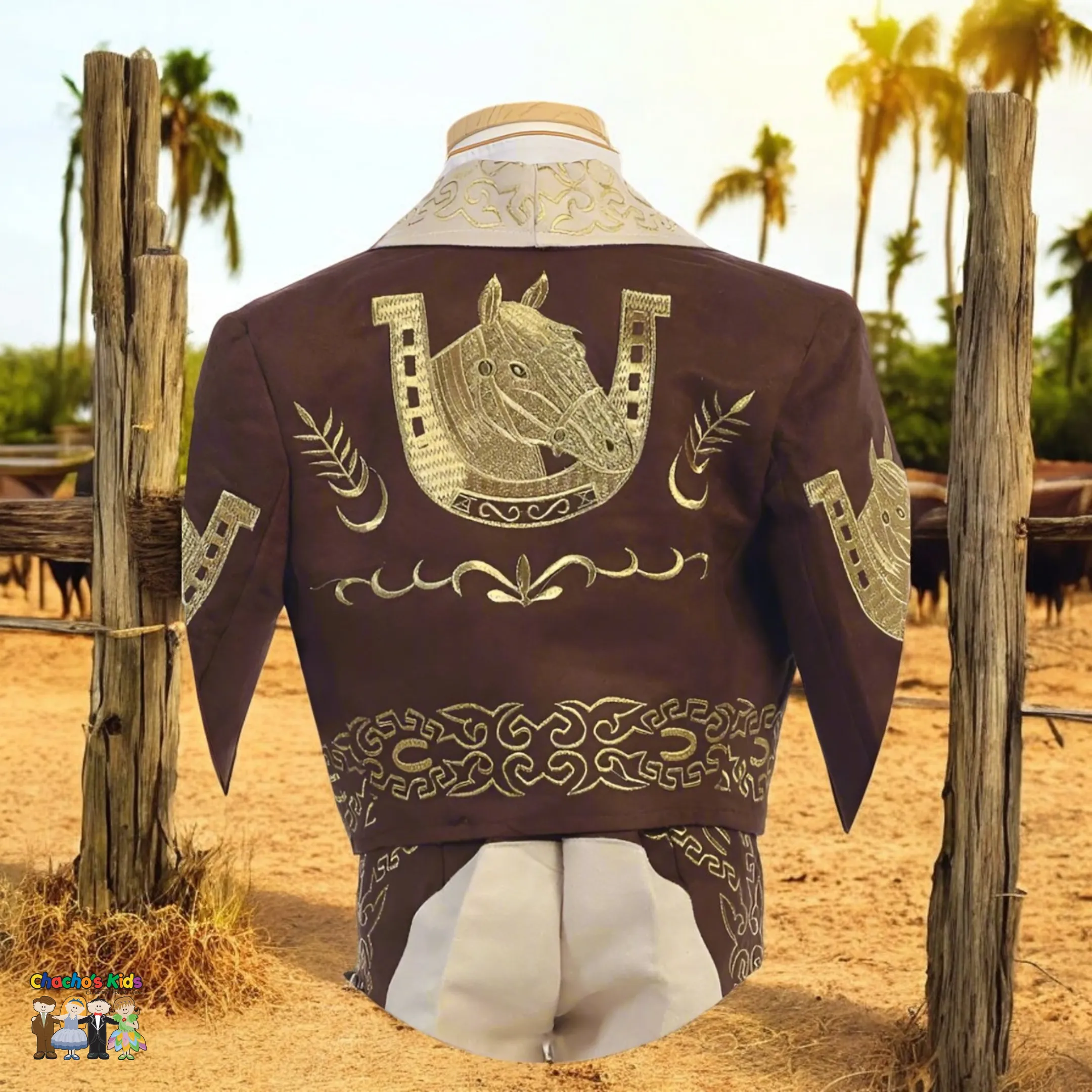 Charro Suit (6-Piece) Brown/Ivory