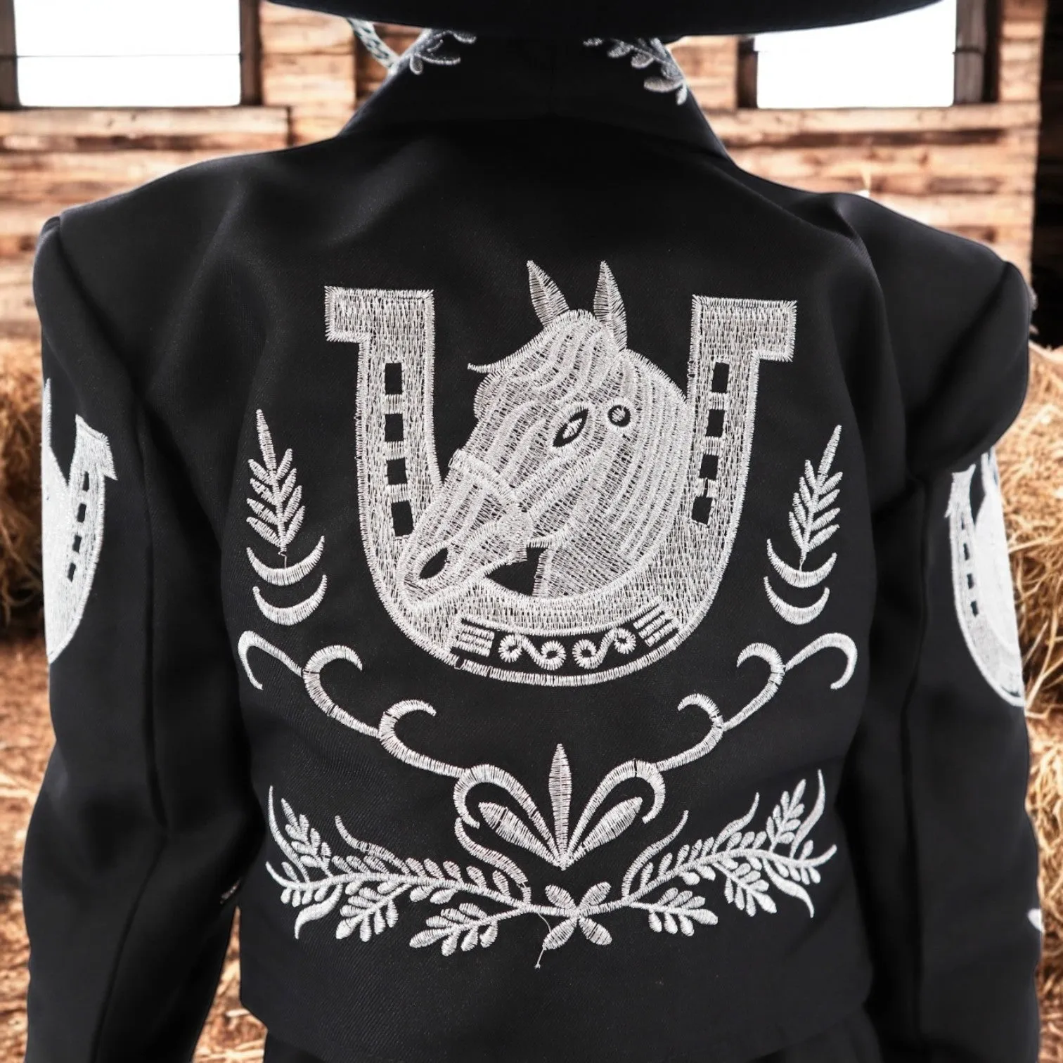Charro Suit (7-Piece) (Black/Horse/Silver)