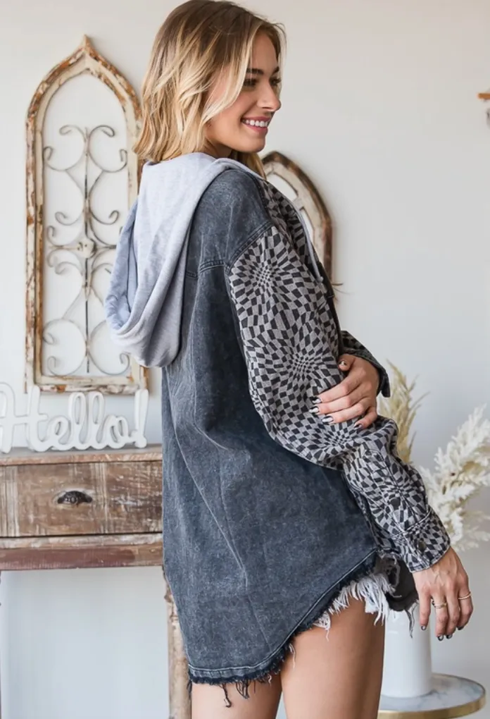 Checkered Hooded Shacket