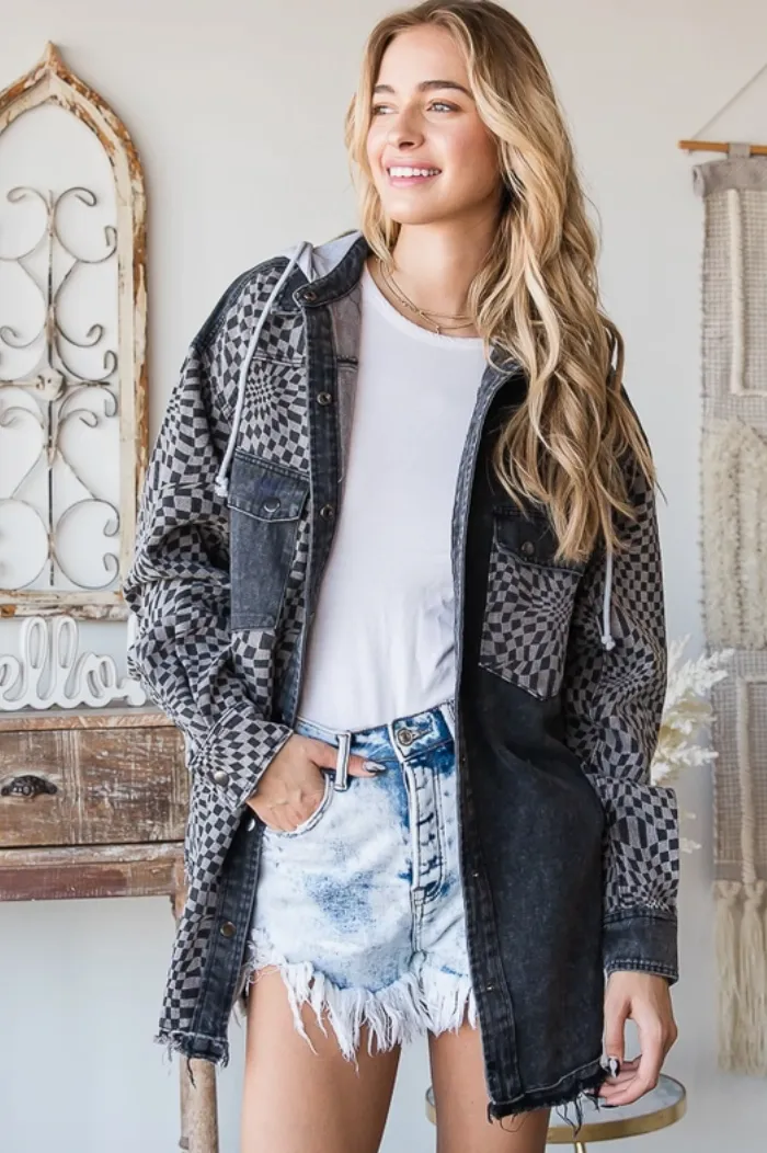 Checkered Hooded Shacket