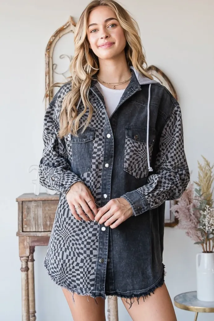 Checkered Hooded Shacket