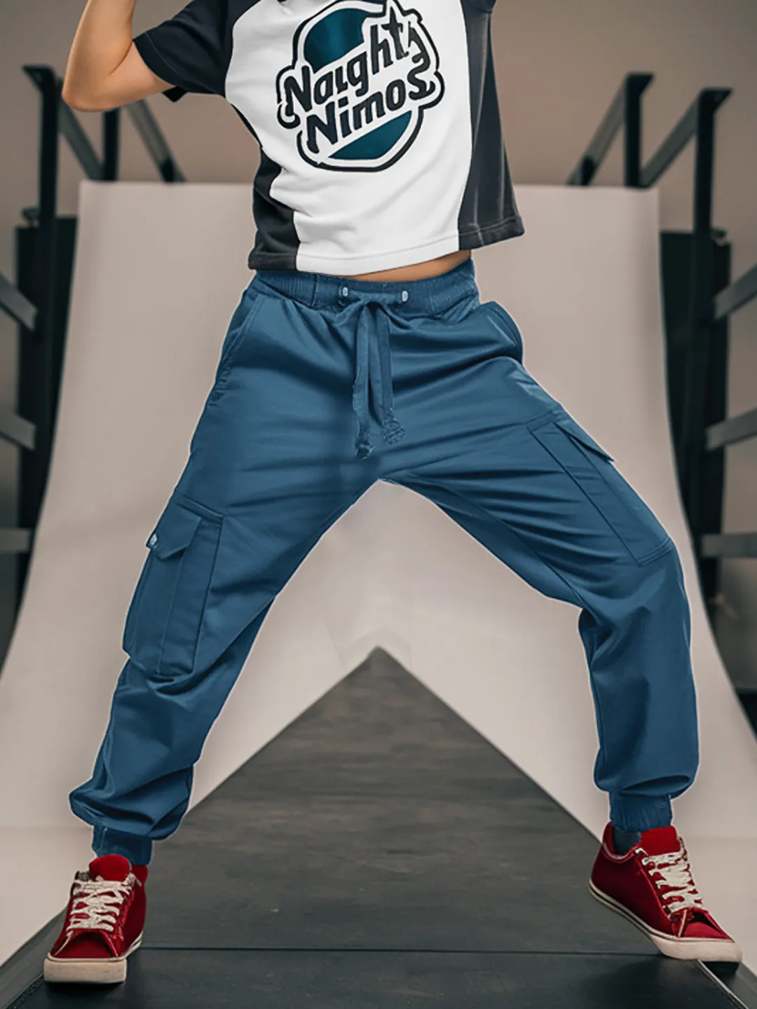 Cotton Airforce Blue Cargo for Girls & Boys