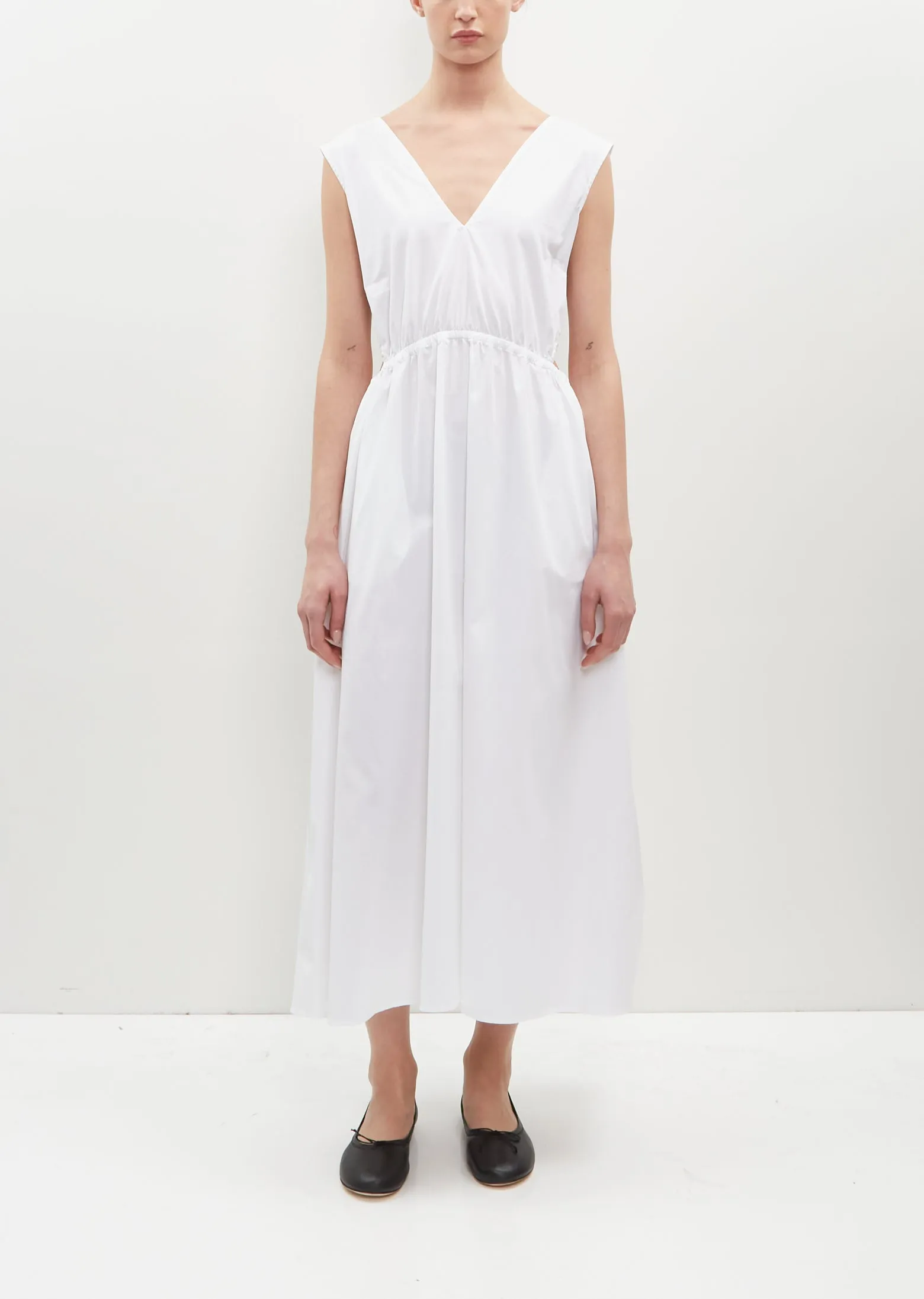 Cotton Drawstring Cut Out Dress