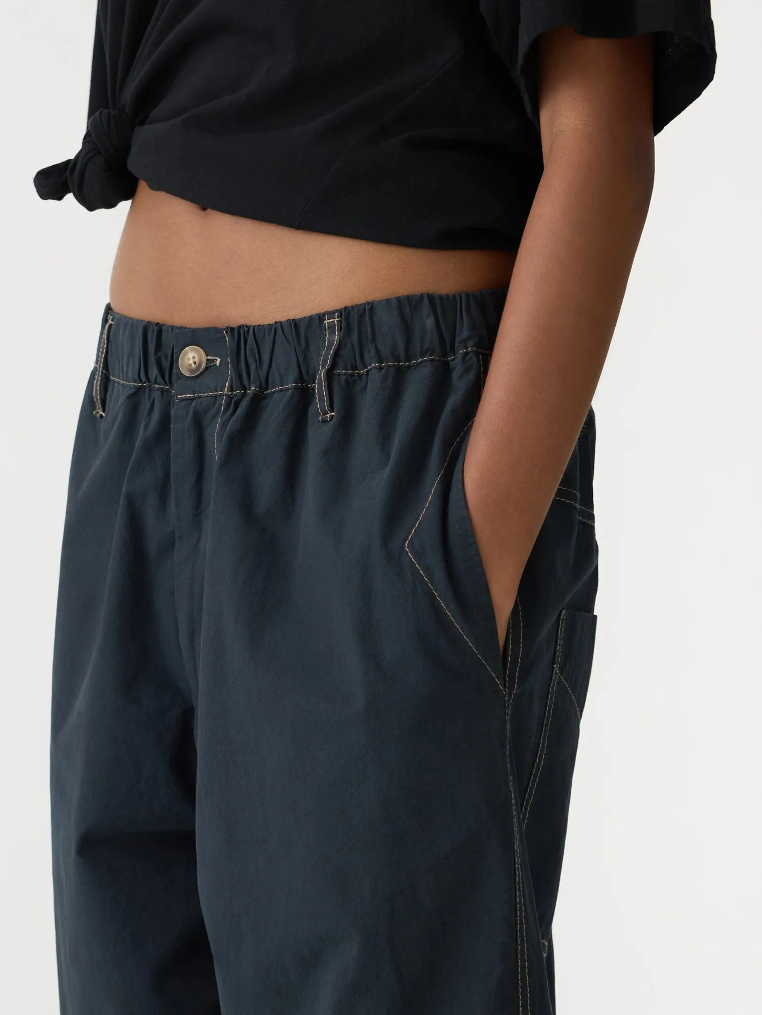 Crushed Cotton Summer Pant | Ink