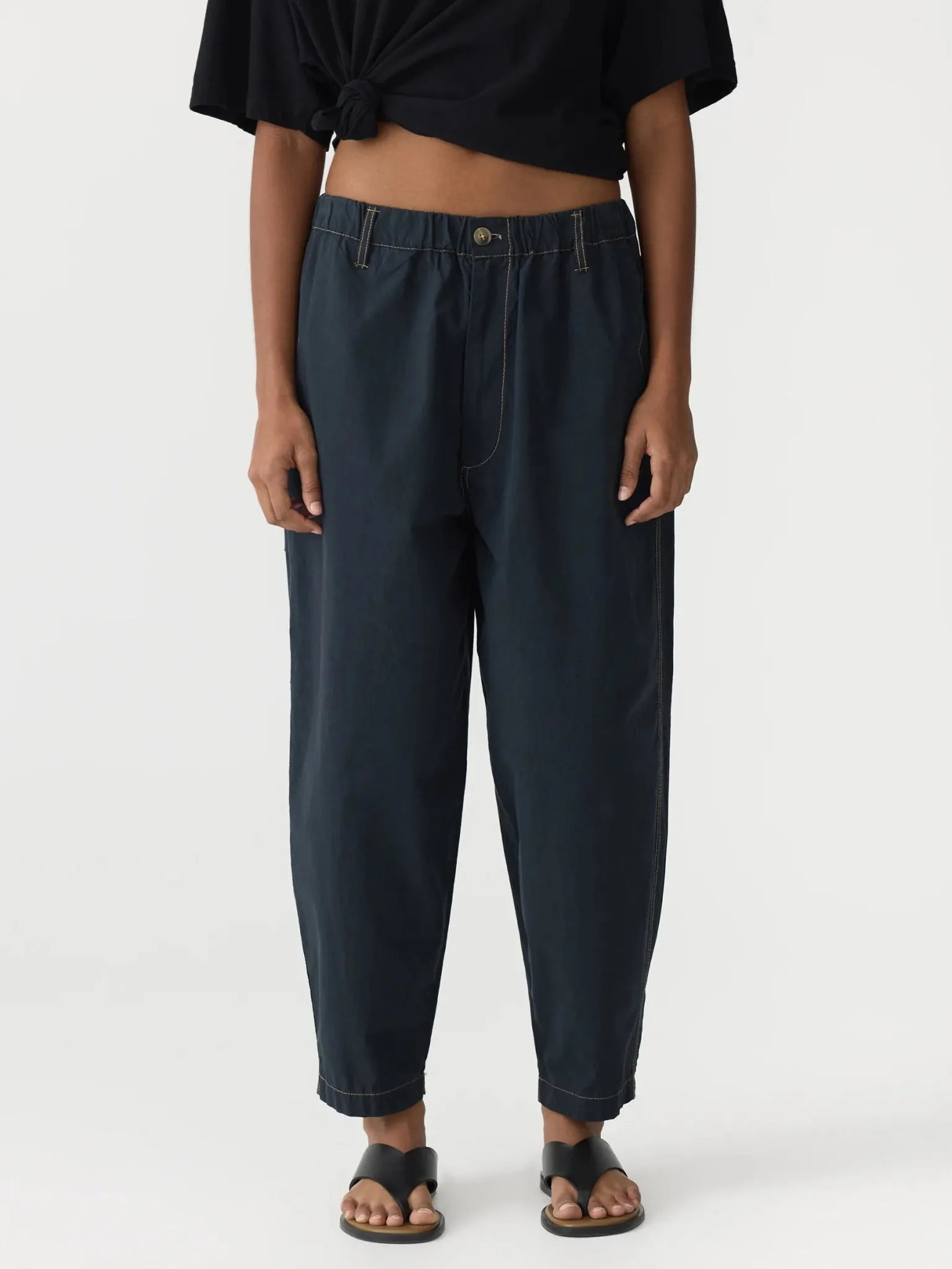 Crushed Cotton Summer Pant | Ink
