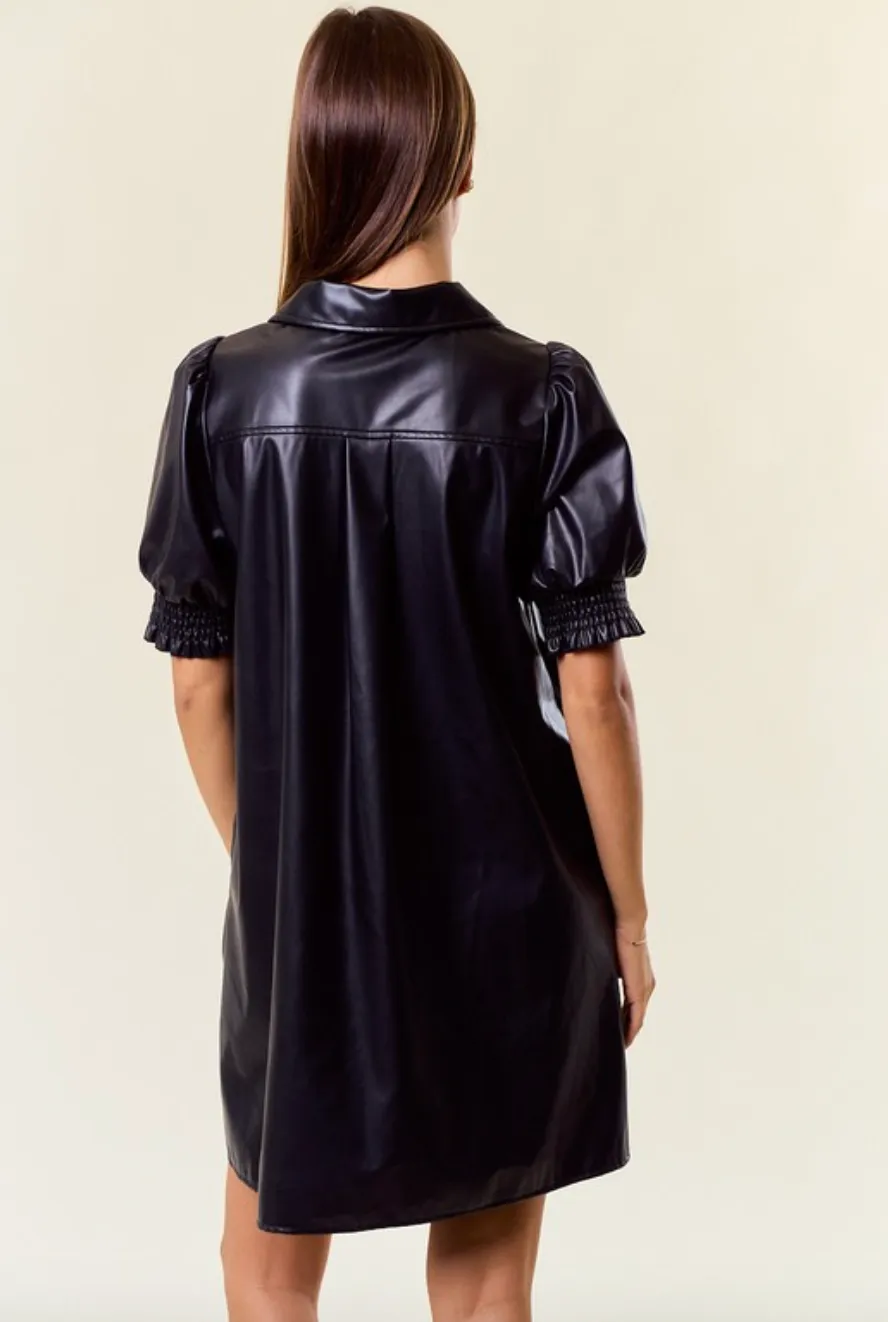 D&R Faux Leather Dress-Black