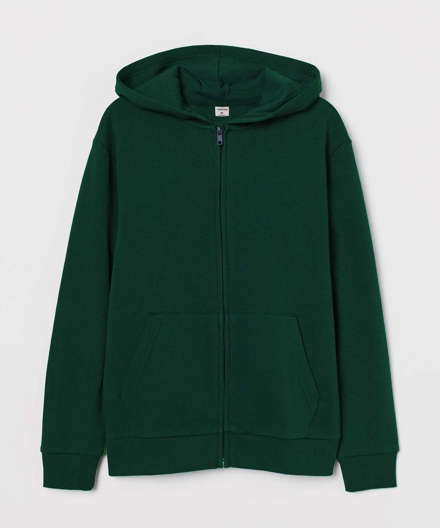 Dark green - Basic Zipped Hooded Sweatshirt