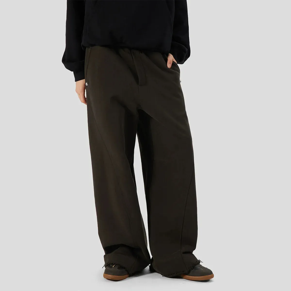Dark Green Wide-Leg Pants