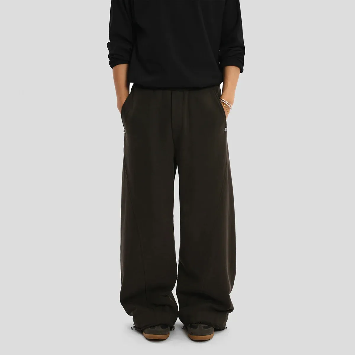 Dark Green Wide-Leg Pants