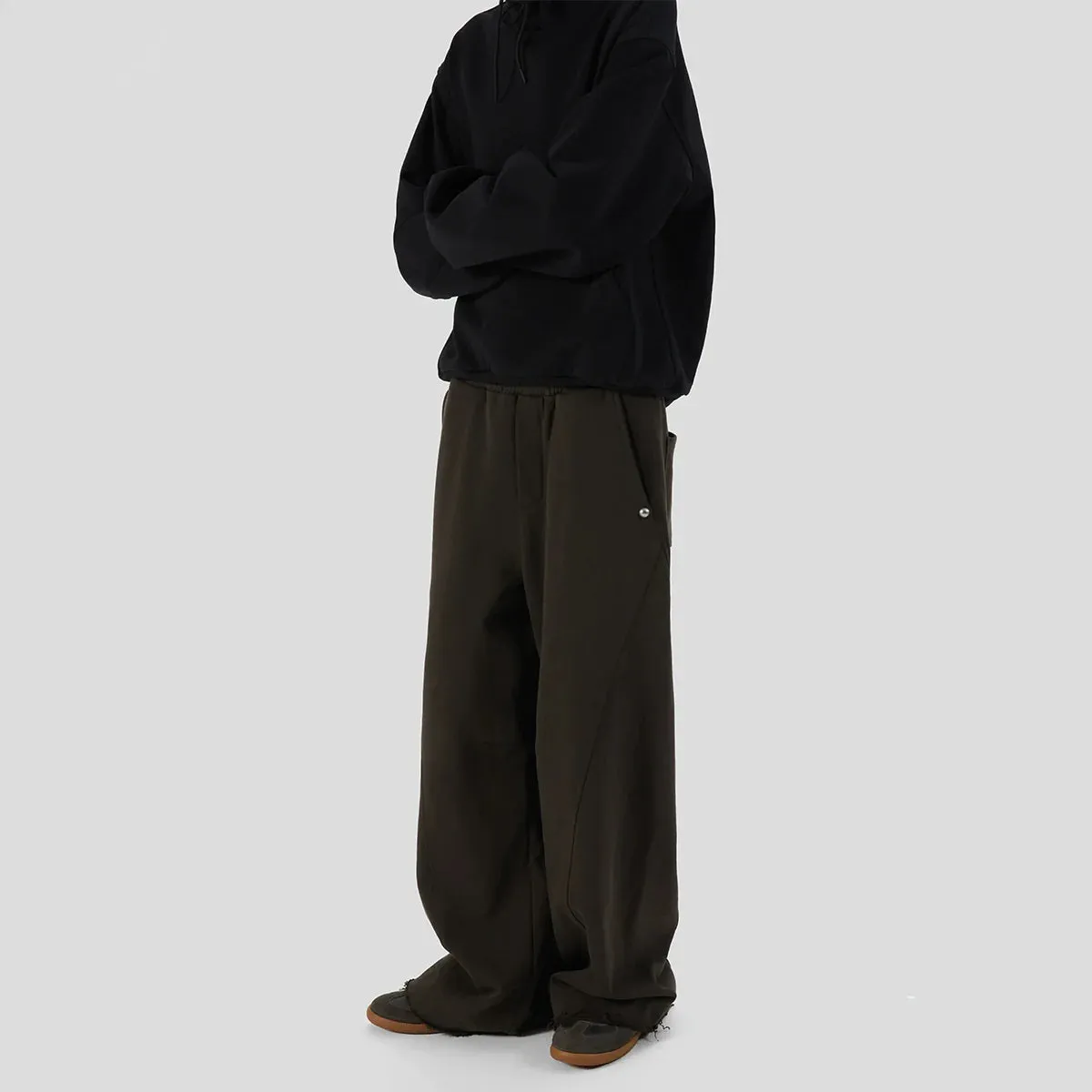 Dark Green Wide-Leg Pants