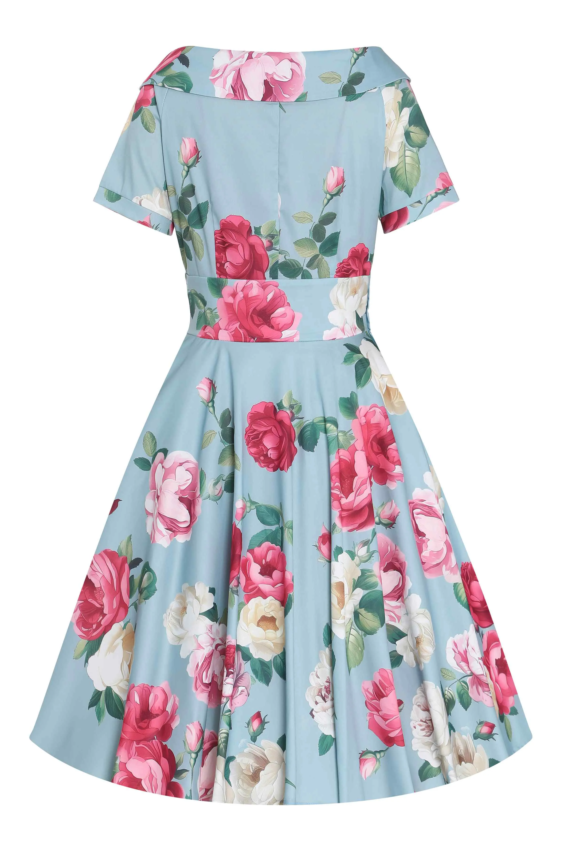 Darlene Peony Flared Dress In Blue