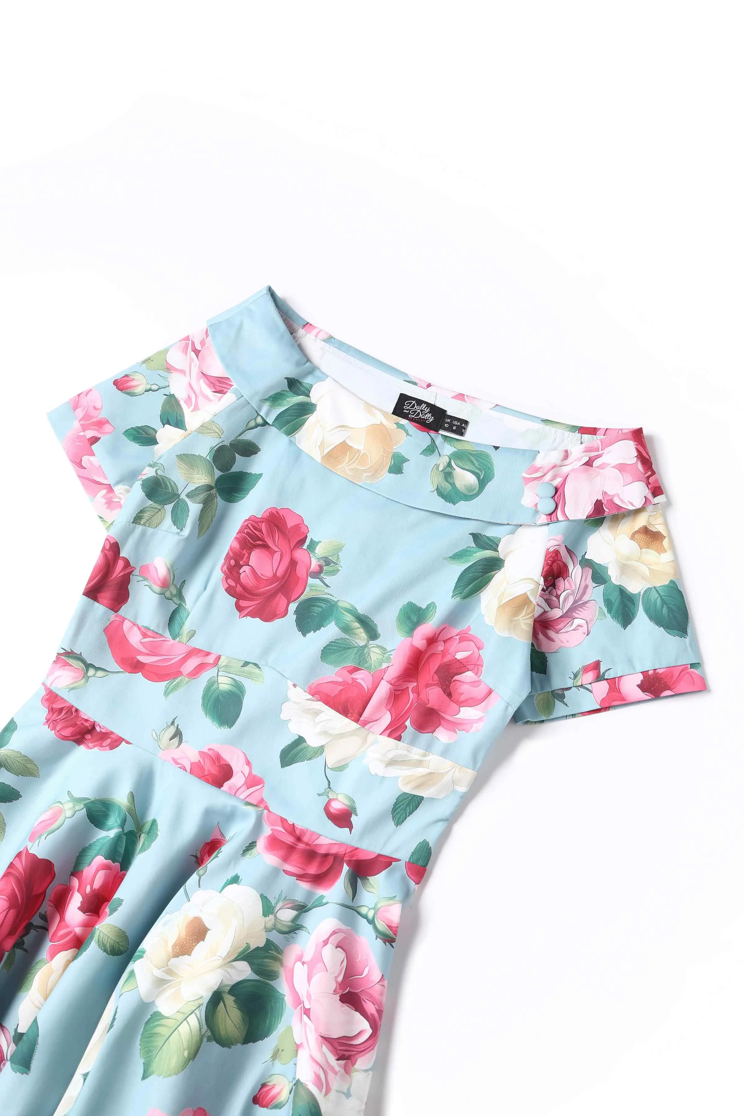 Darlene Peony Flared Dress In Blue