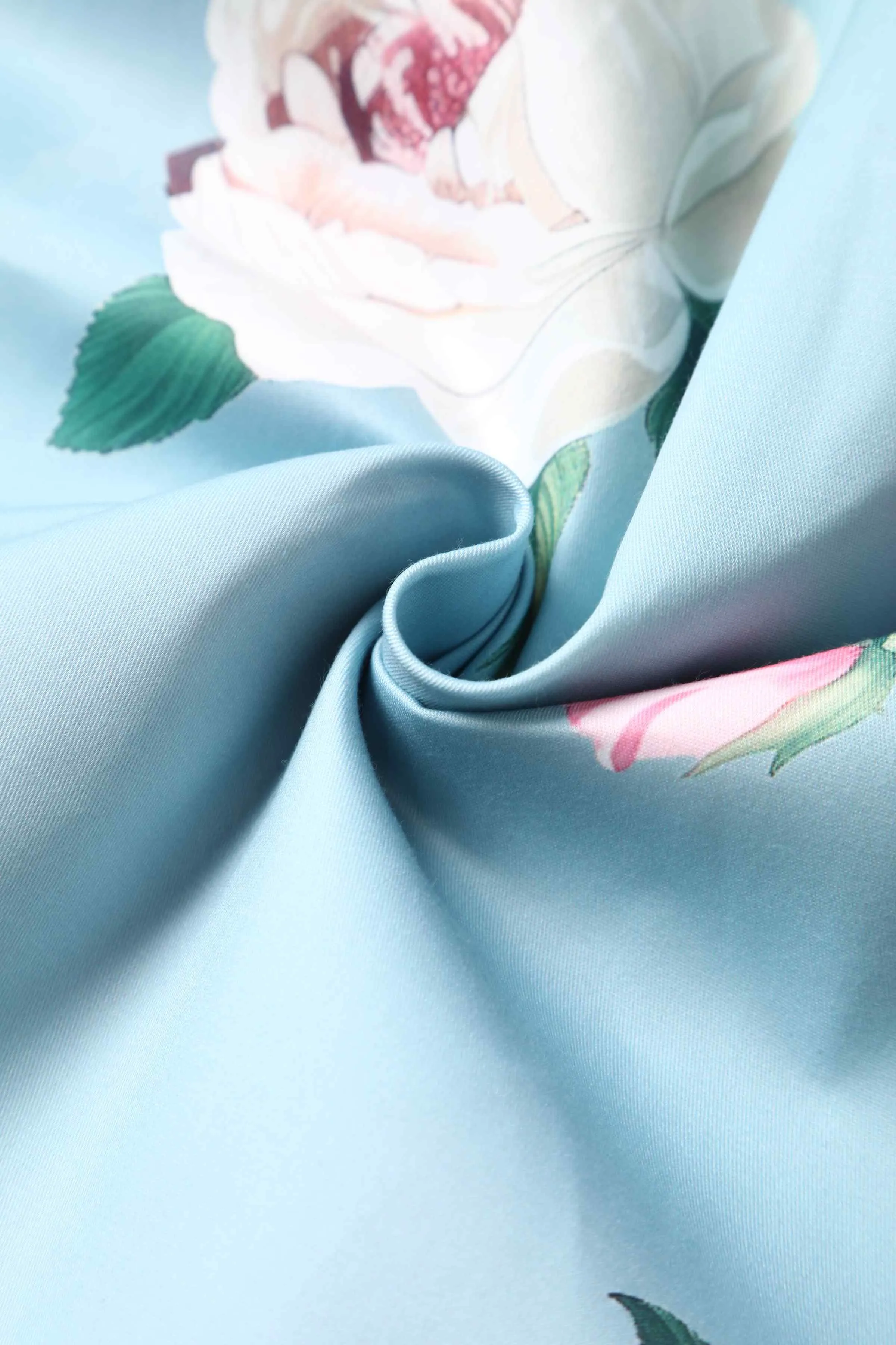 Darlene Peony Flared Dress In Blue