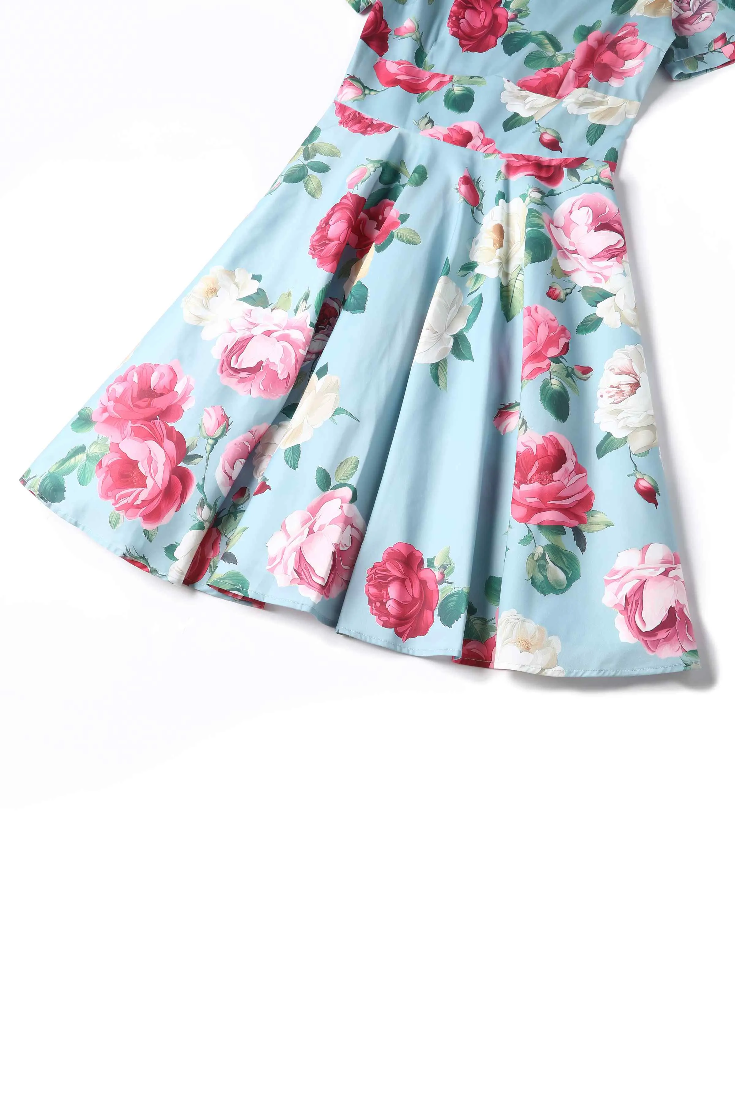 Darlene Peony Flared Dress In Blue