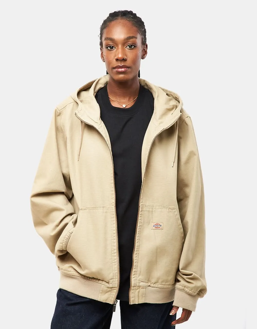 Dickies Duck Canvas Hooded Unlined Jacket - Stone Washed Desert Sand
