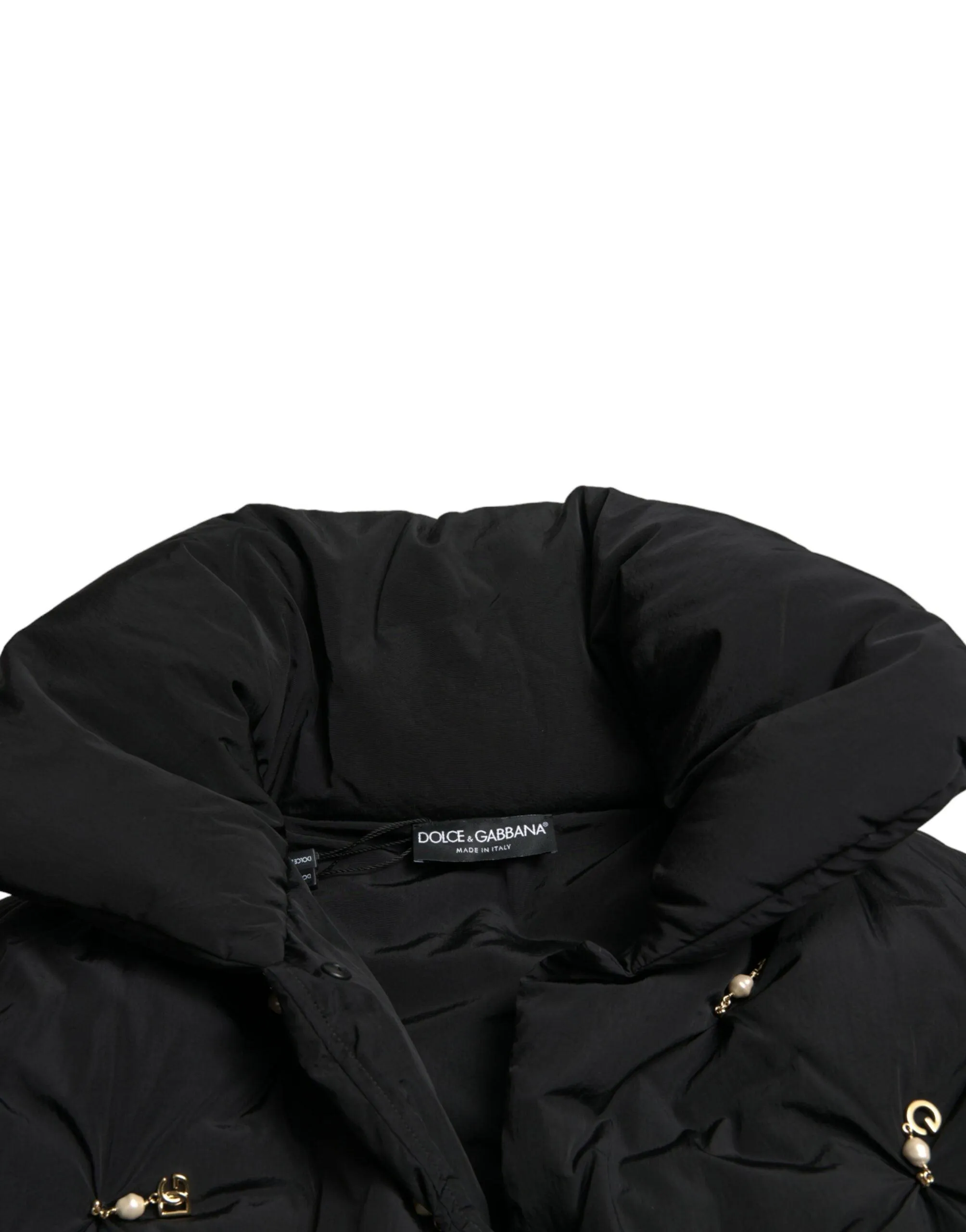 Dolce & Gabbana Quilted Down Bomber Jacket With Pearl Accents