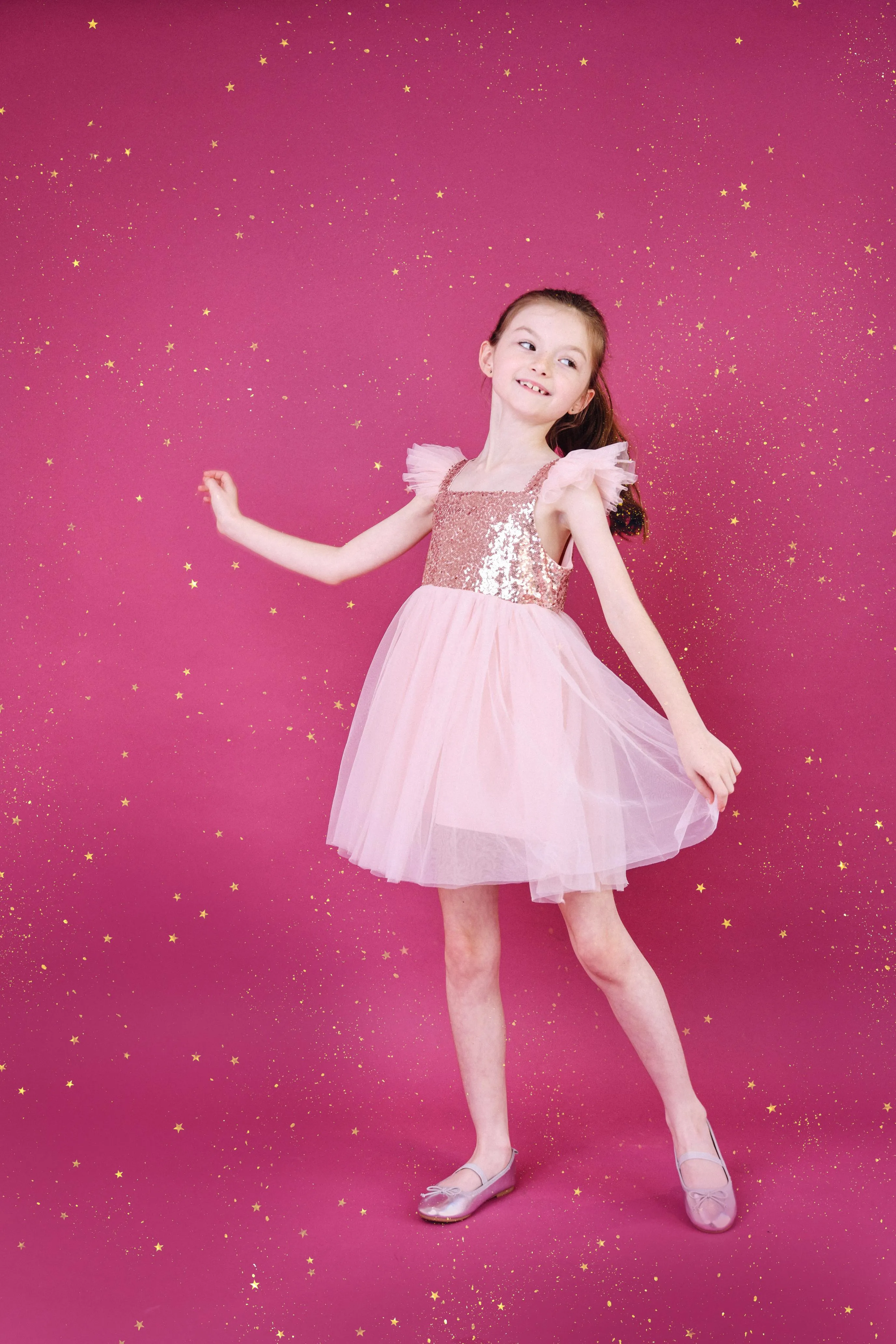 DOLLY UNIVERSE SEQUIN GLITTER GALAXY TUTU DRESS pink