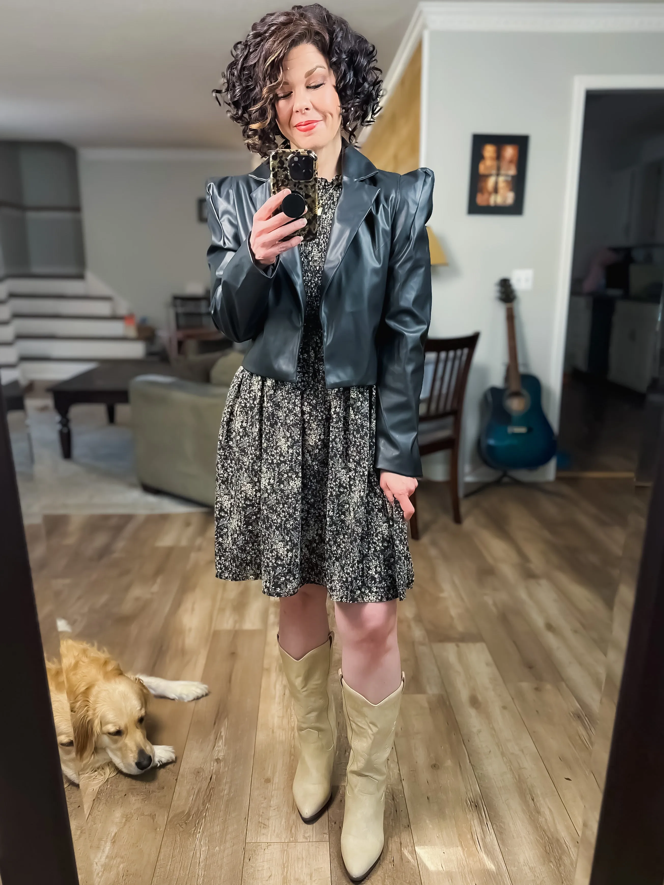 Faux Leather Cropped Blazer