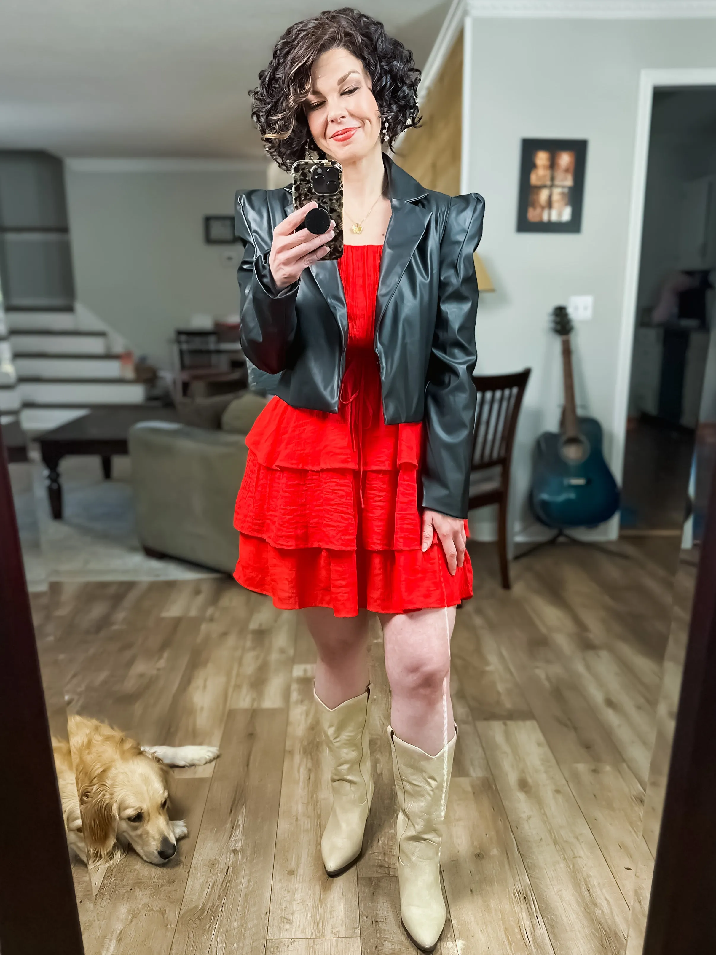 Faux Leather Cropped Blazer