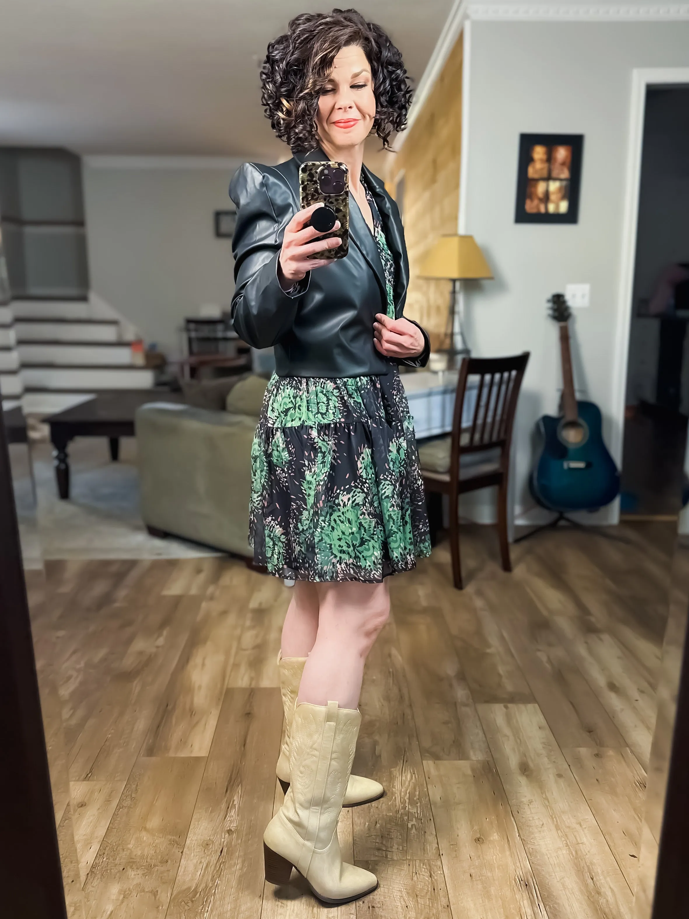 Faux Leather Cropped Blazer