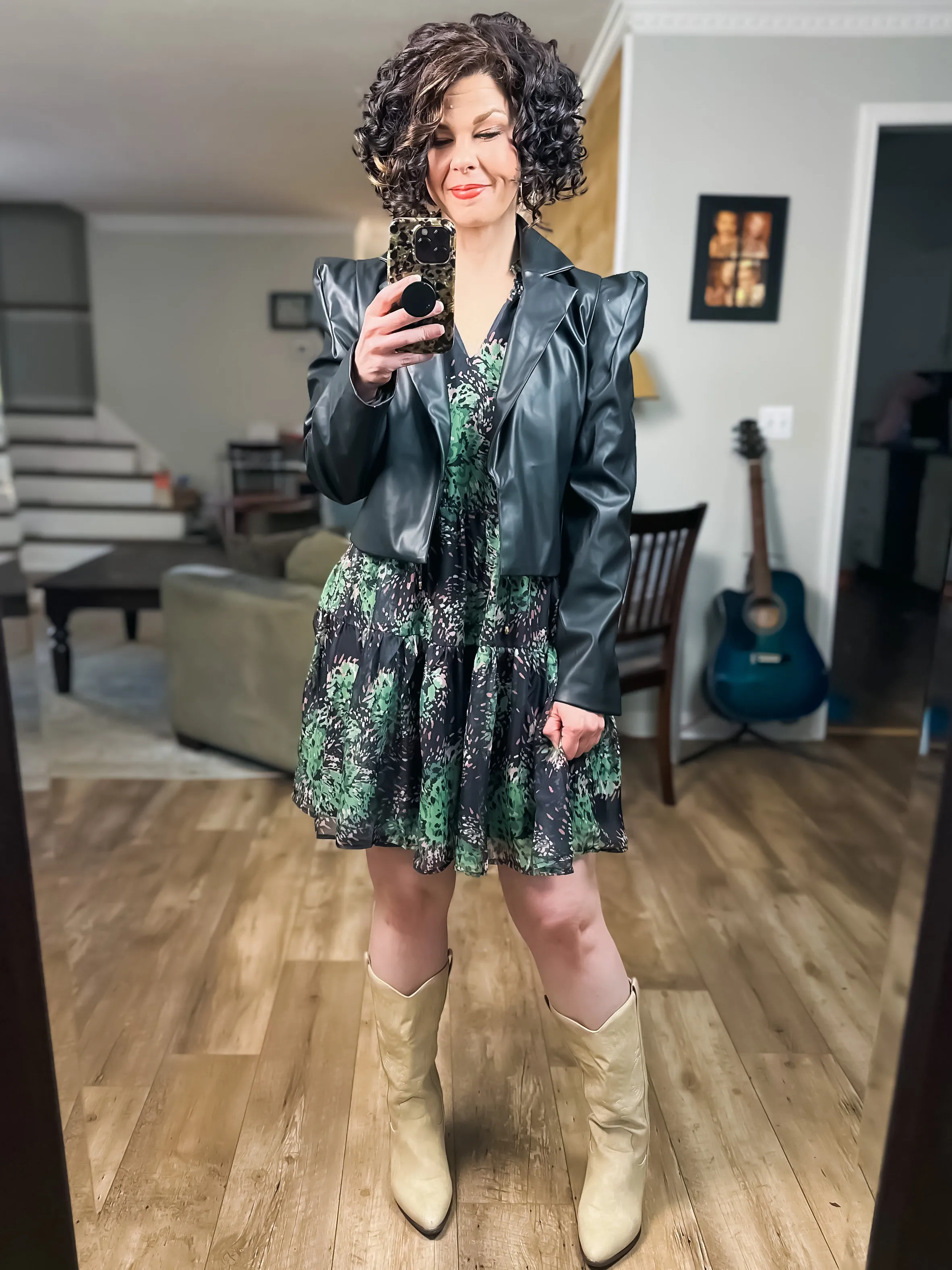 Faux Leather Cropped Blazer