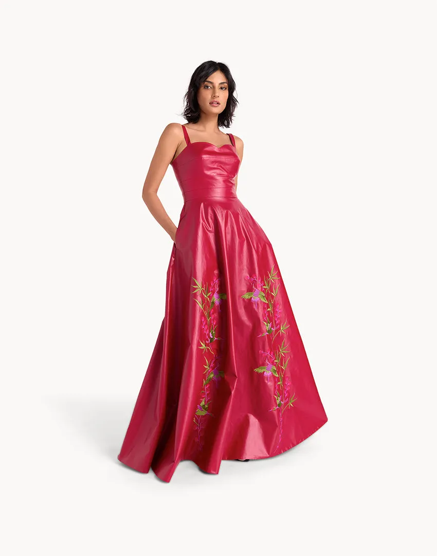 Faux Leather Sweetheart Maxi Dress