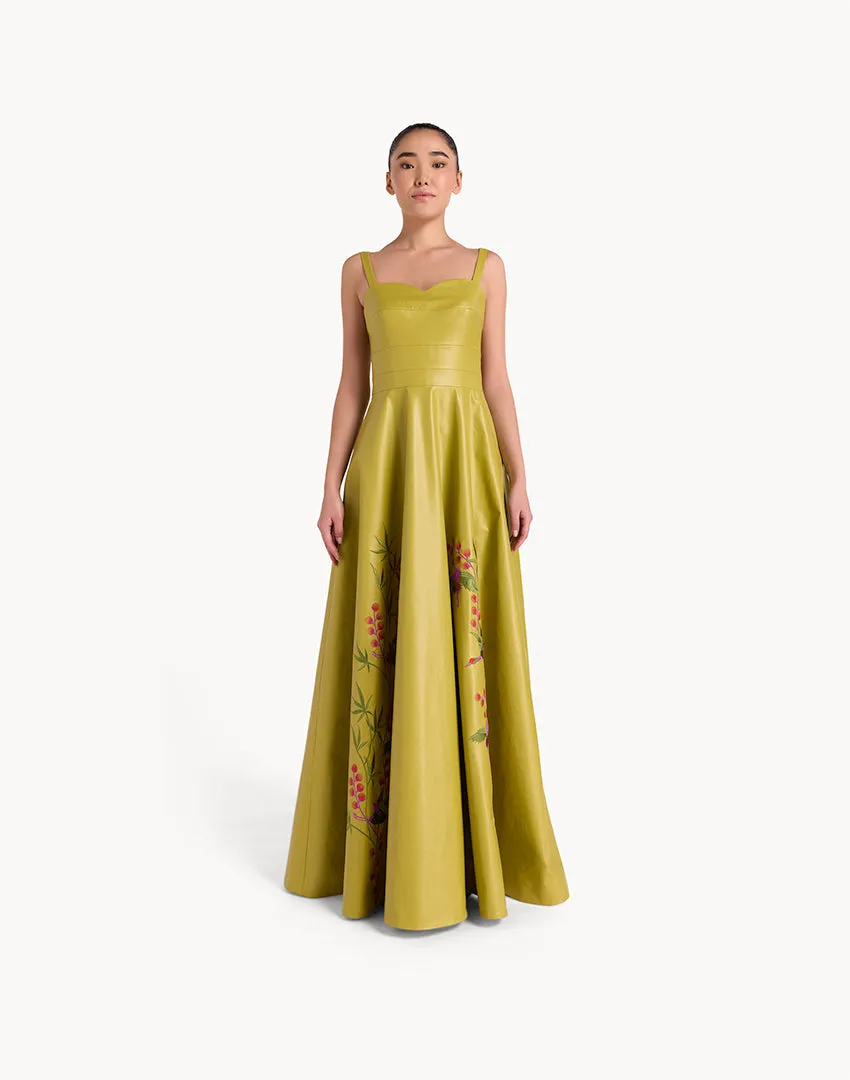 Faux Leather Sweetheart Maxi Dress