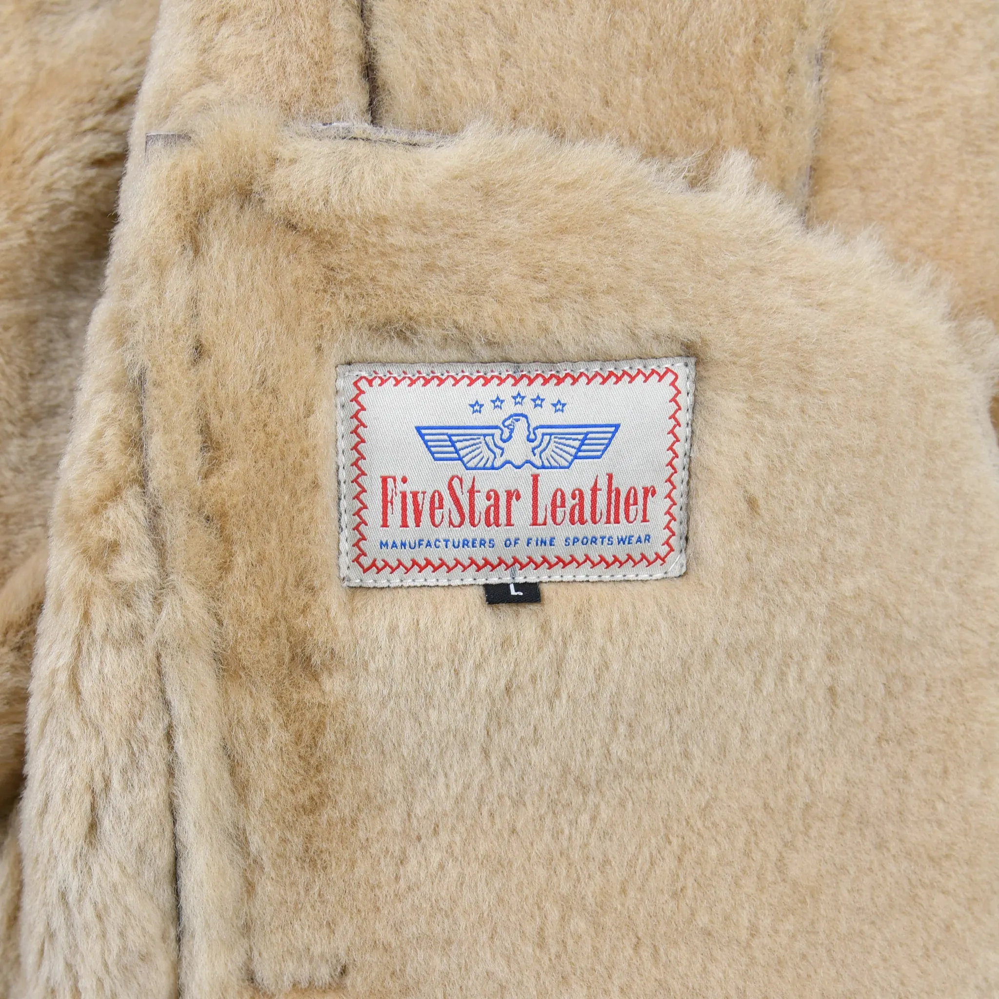 Fivestar Leather Men Trucker Jacket Sheepskin Seal Brown