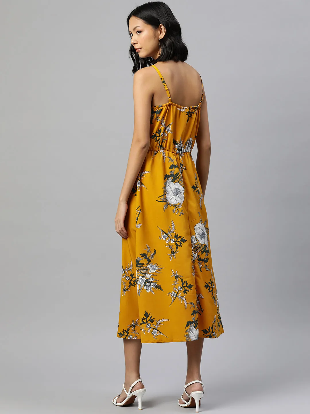 Floral Print A-Line Midi Dress