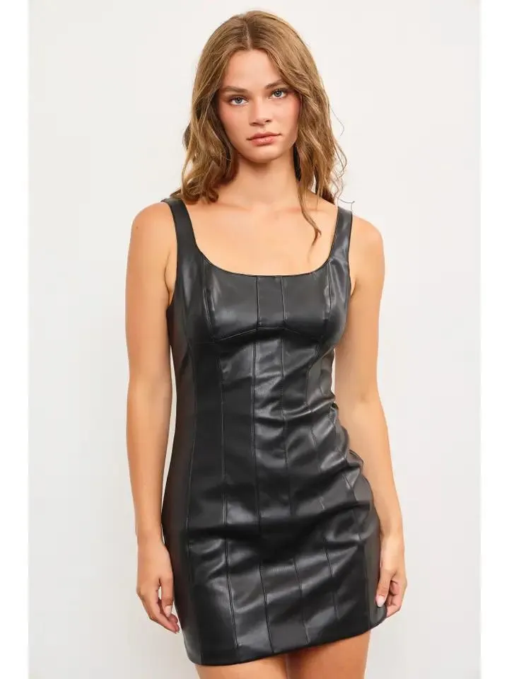 Game Time Faux Leather Stretch Dress