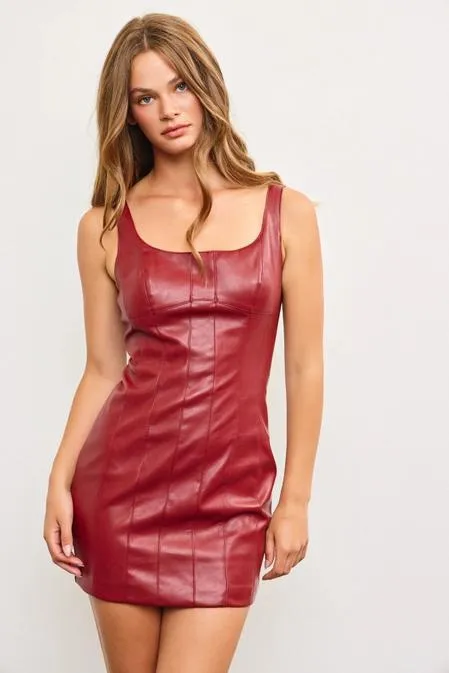 Game Time Faux Leather Stretch Dress