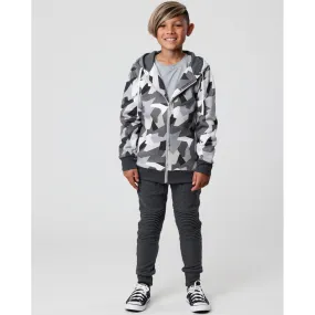 Geometric Camo Zip Hooded Jacket
