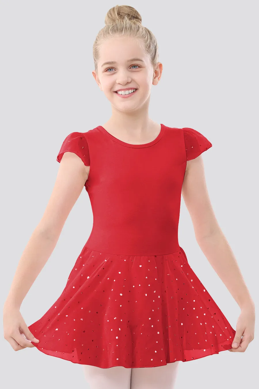 Girls Sparkling Flutter Sleeves Dress