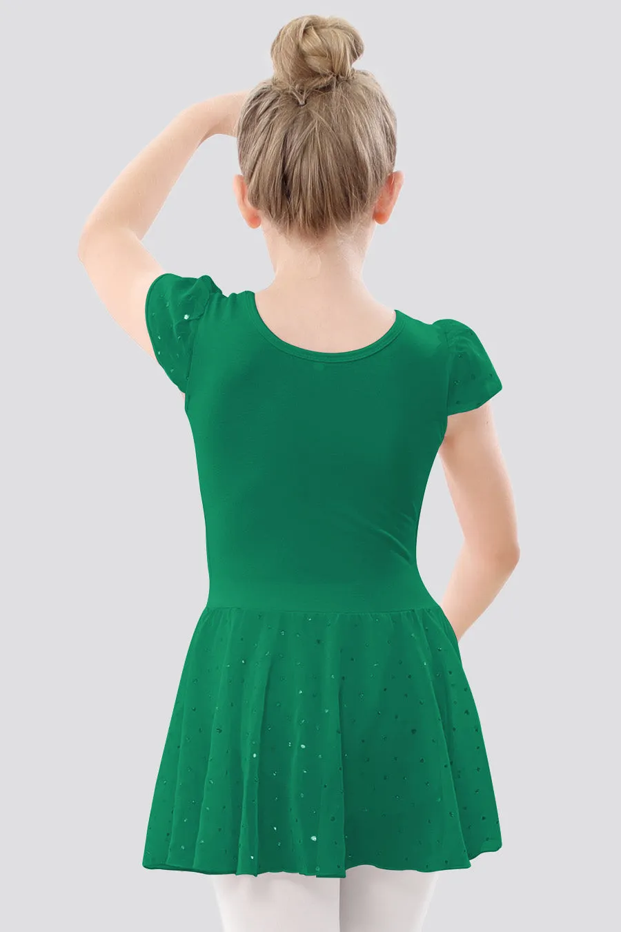 Girls Sparkling Flutter Sleeves Dress