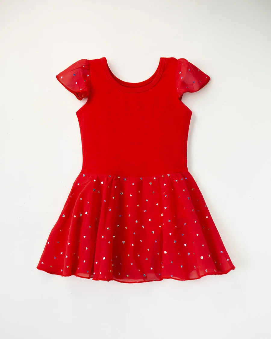 Girls Sparkling Flutter Sleeves Dress