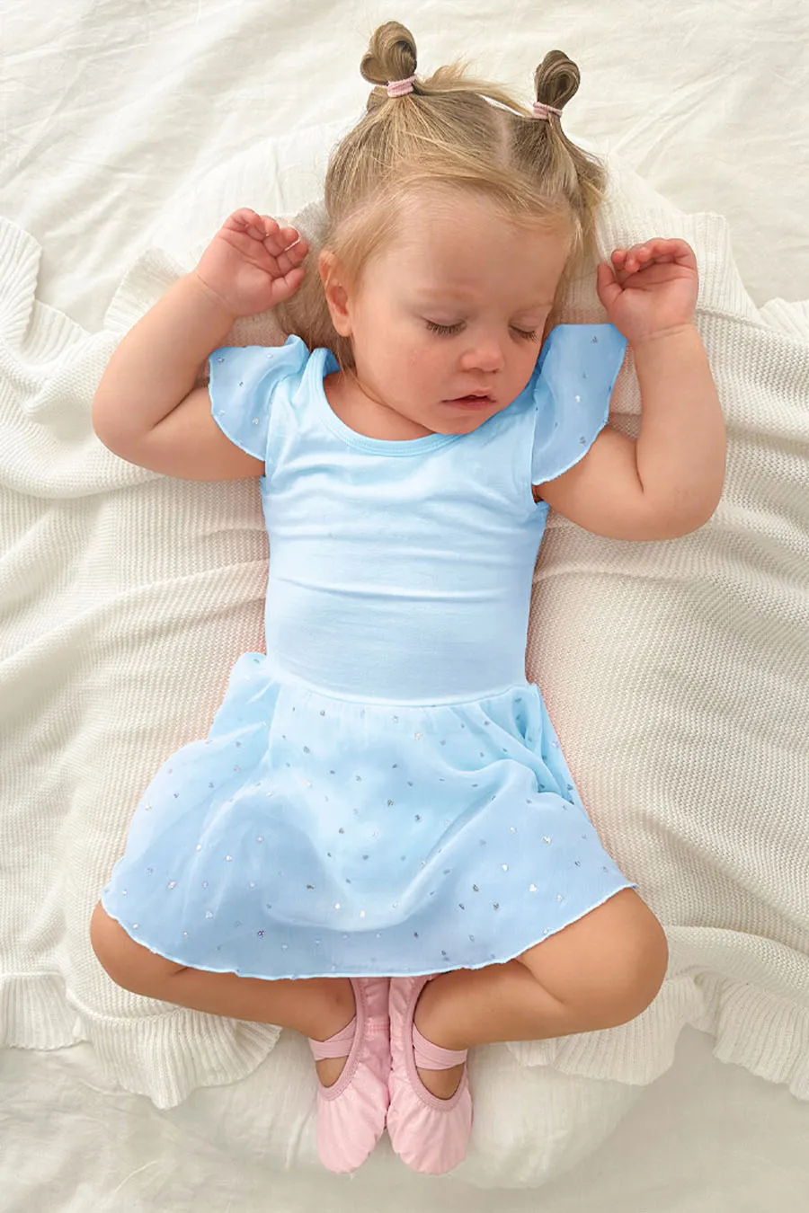 Girls Sparkling Flutter Sleeves Dress