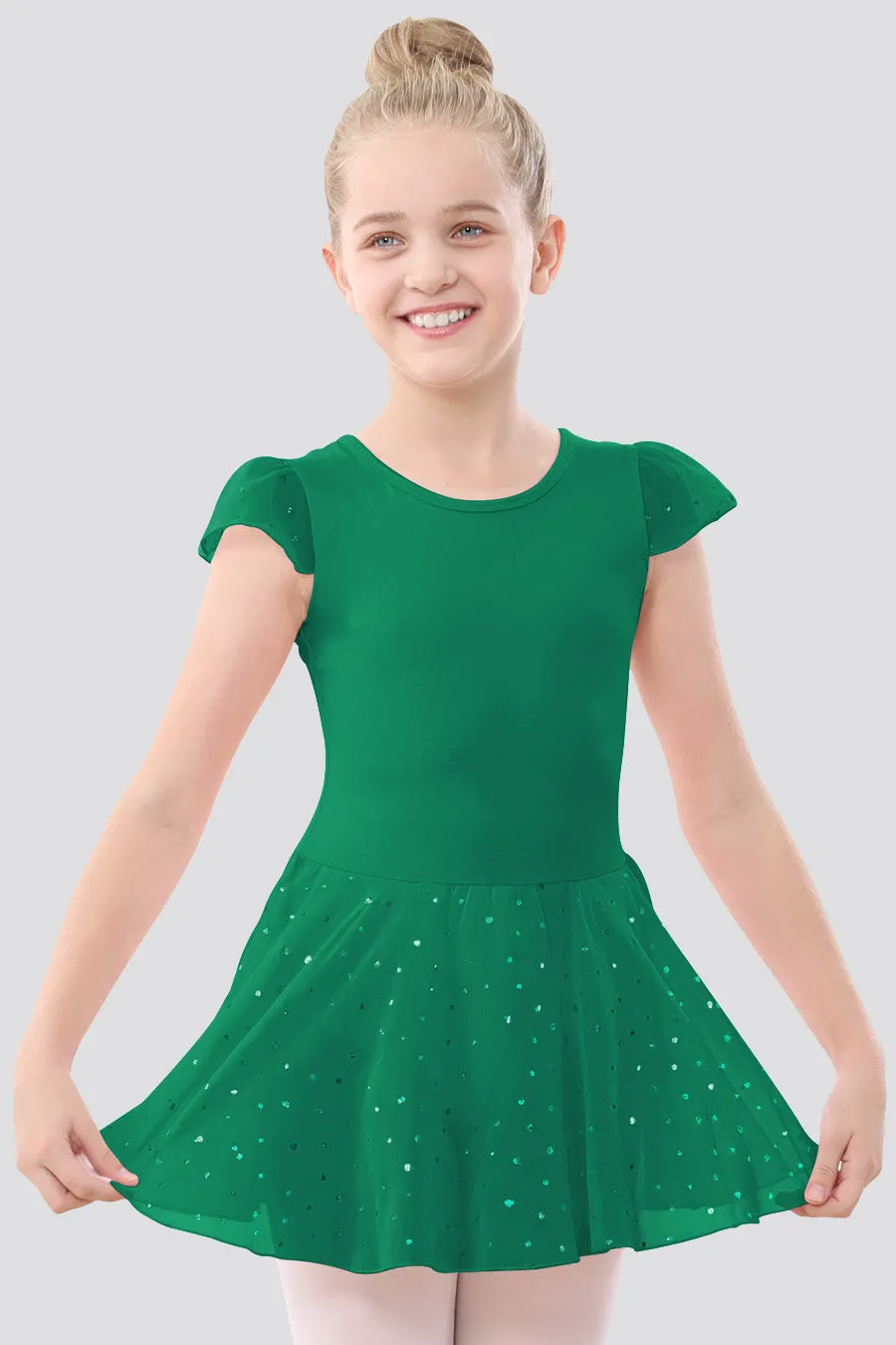 Girls Sparkling Flutter Sleeves Dress