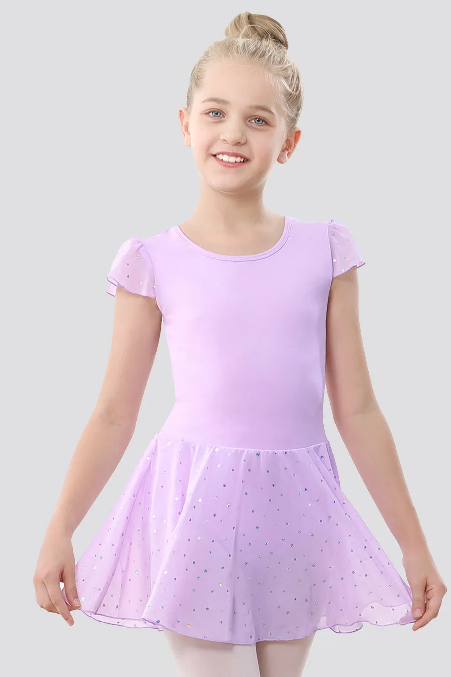 Girls Sparkling Flutter Sleeves Dress