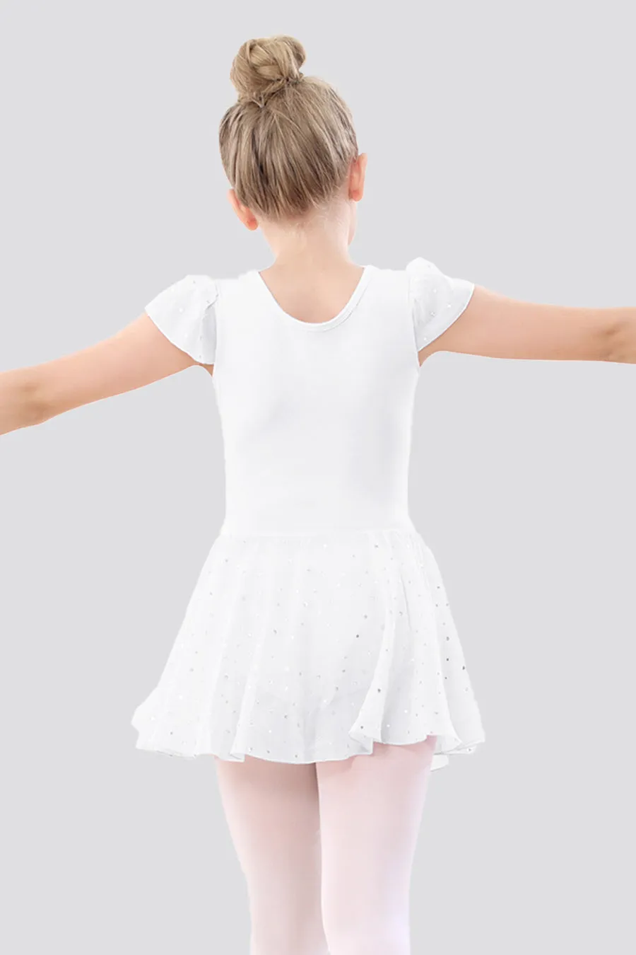 Girls Sparkling Flutter Sleeves Dress