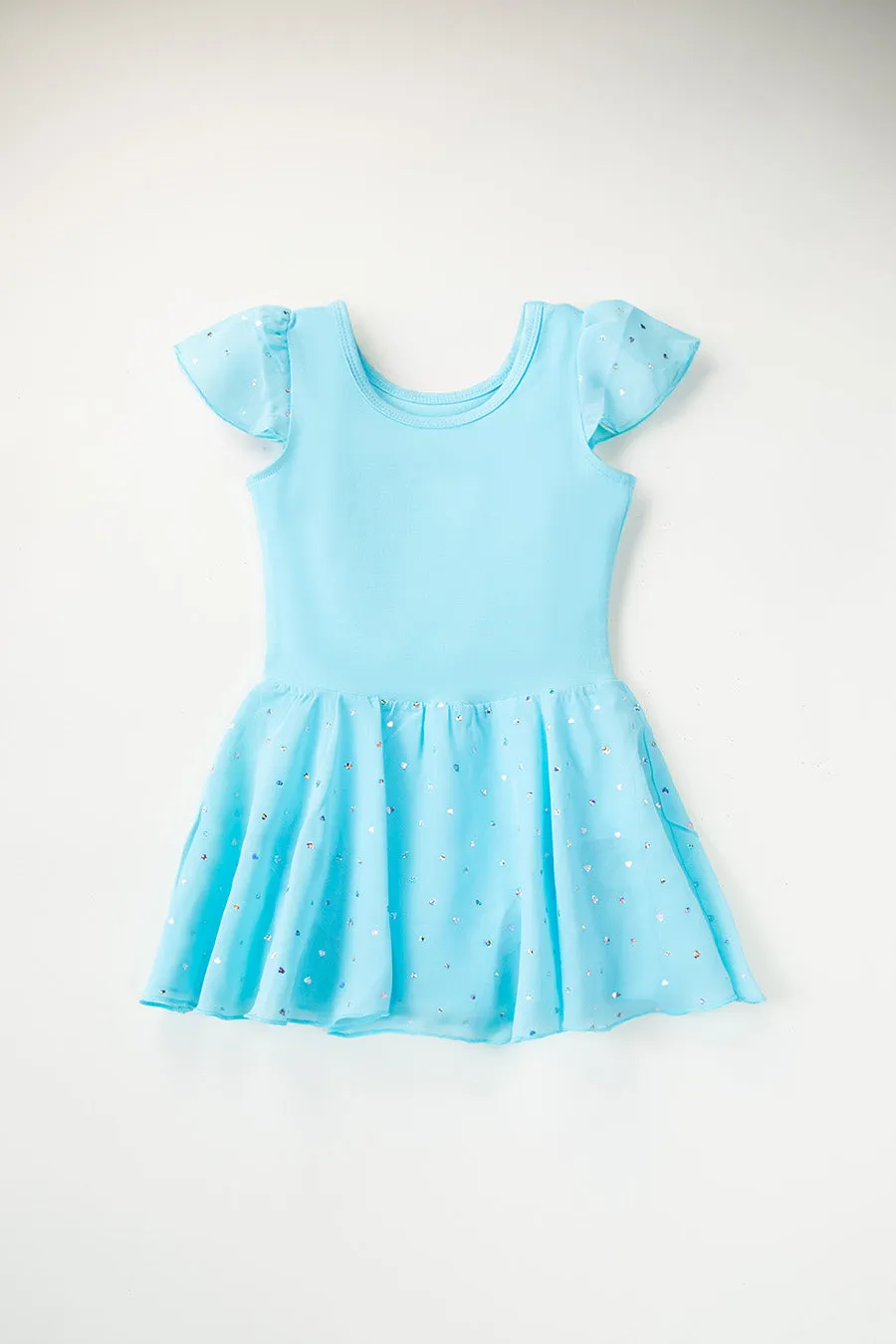Girls Sparkling Flutter Sleeves Dress