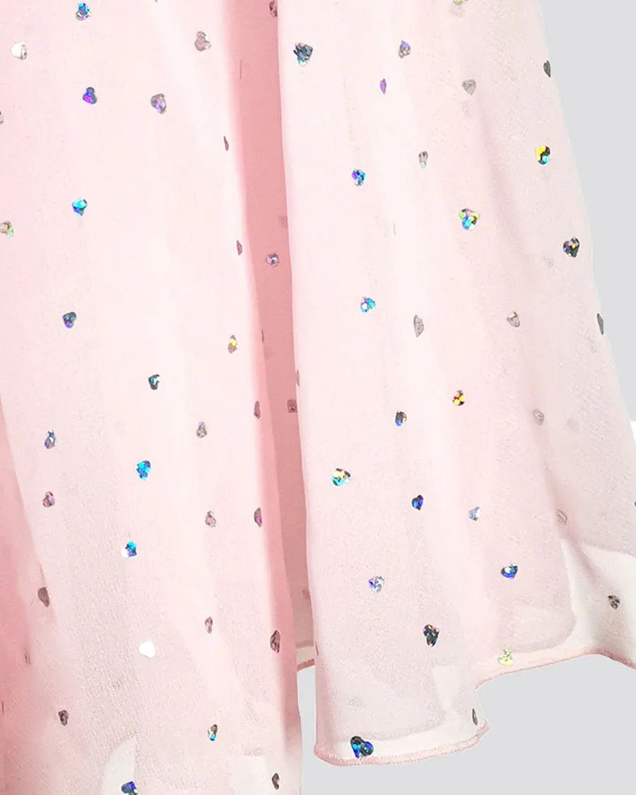 Girls Sparkling Flutter Sleeves Dress