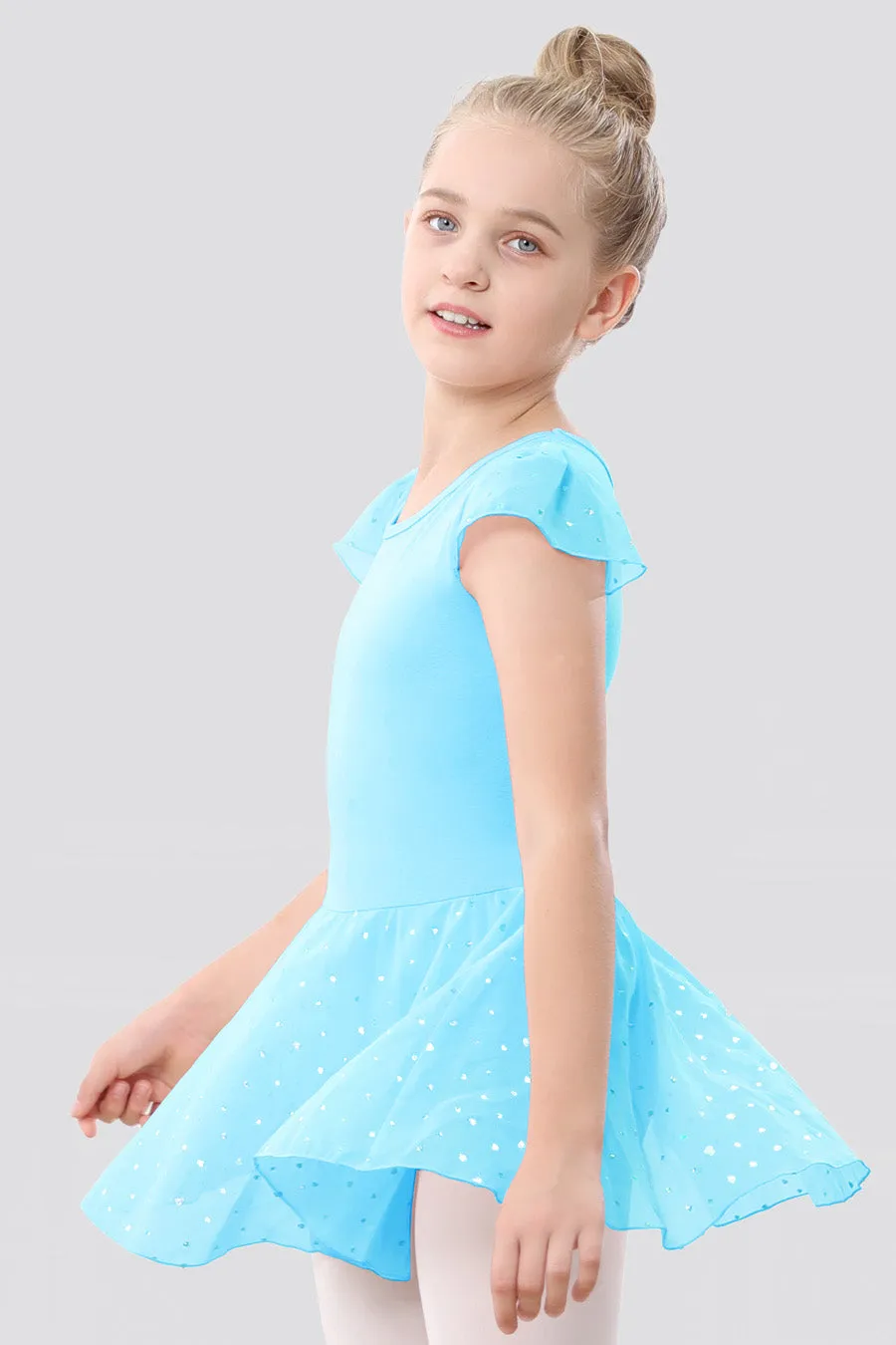 Girls Sparkling Flutter Sleeves Dress