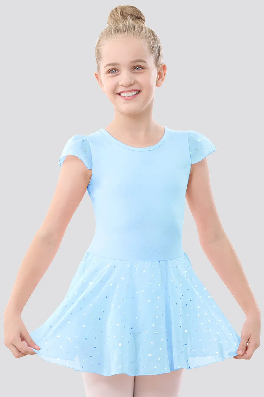 Girls Sparkling Flutter Sleeves Dress