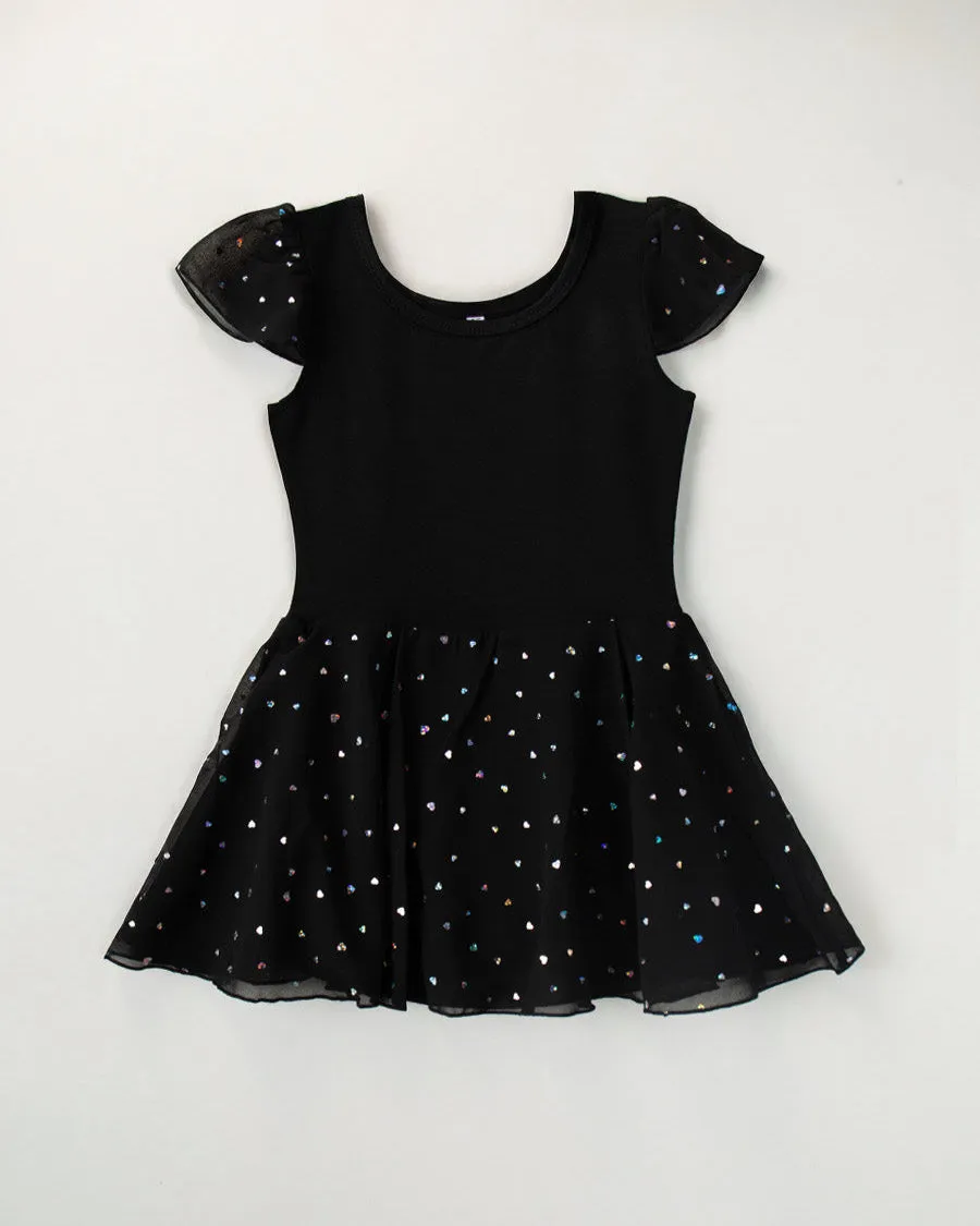Girls Sparkling Flutter Sleeves Dress