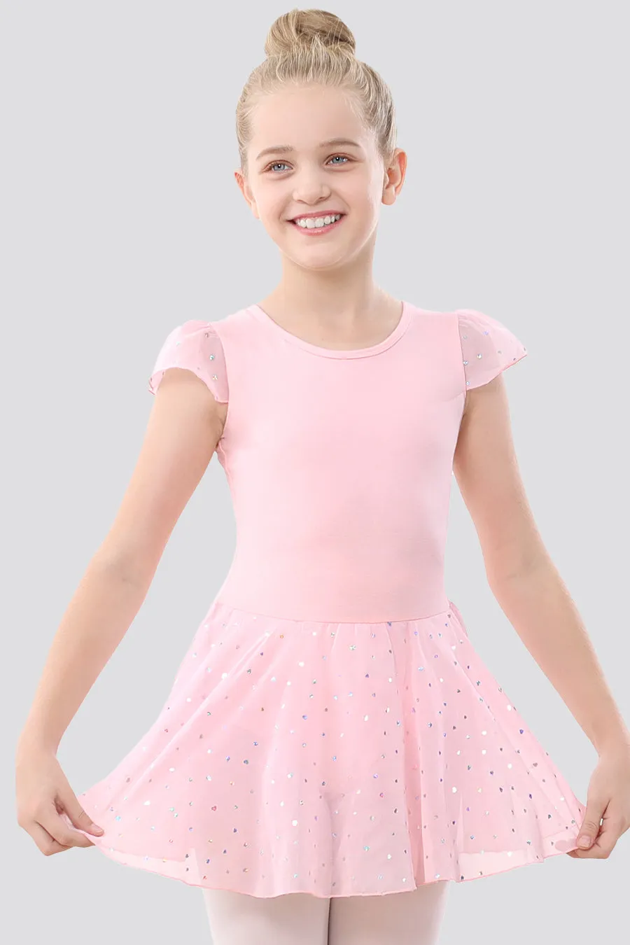 Girls Sparkling Flutter Sleeves Dress